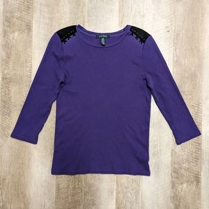 Lauren Ralph Lauren Purple Ribbed Top